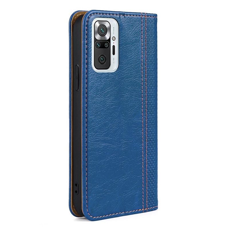Fliptok Xiaomi Redmi Note 10 Pro Bőrtok Licsi Hasított Bőr Varrás