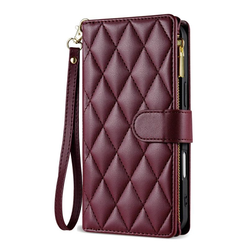 Bőrtok iPhone Air Steppelt Pénztárca Nyakpánttal És Vállpánttal