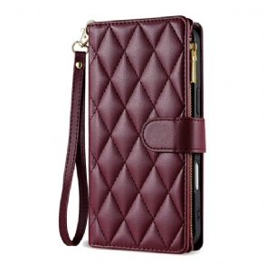 Bőrtok iPhone Air Steppelt Pénztárca Nyakpánttal És Vállpánttal