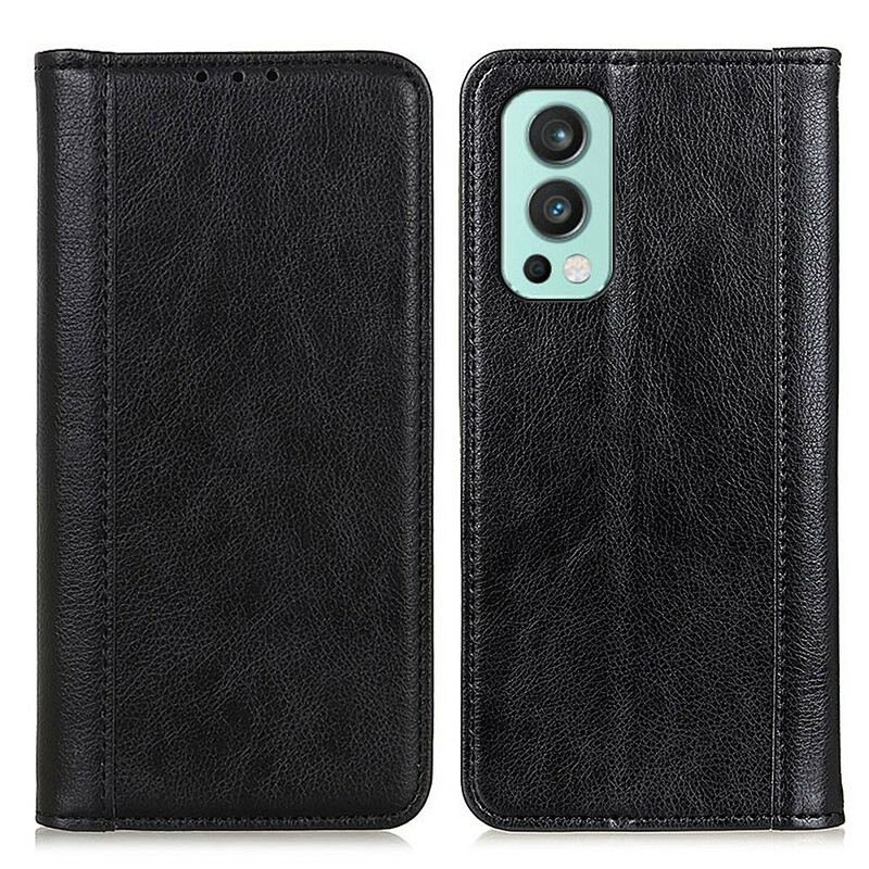 Fliptok OnePlus Nord 2 5G Bőrtok Licsi Hasított Bőr Verzió