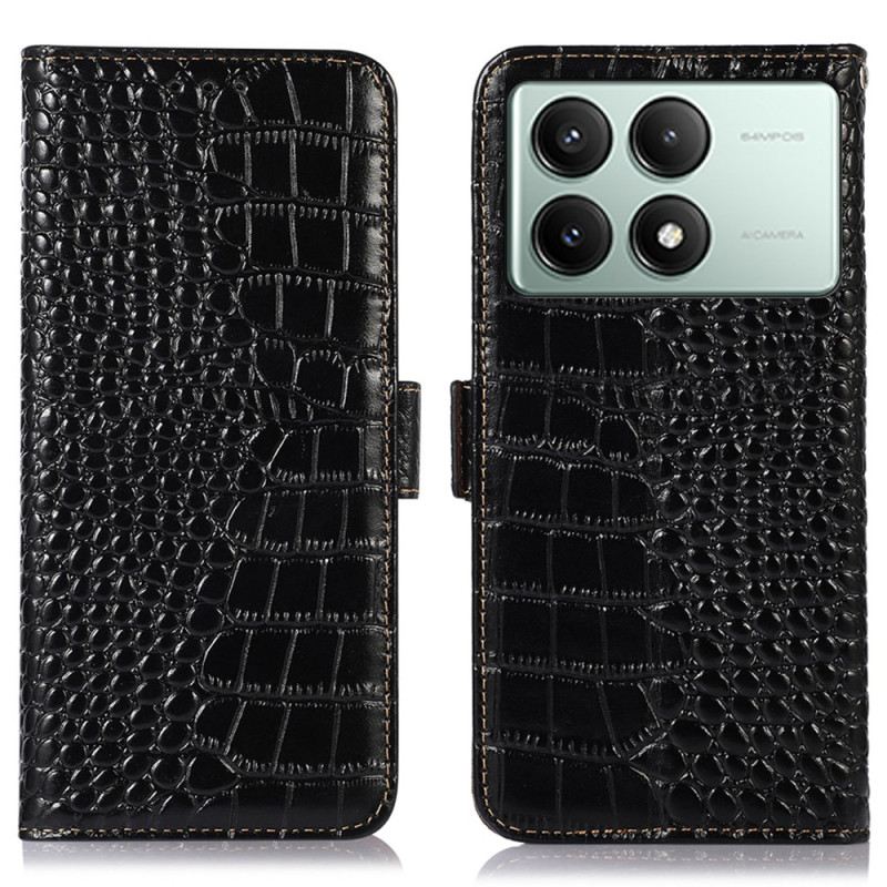Bőrtok Poco X6 Pro 5g Krokodil Textúrájú Pénztárca Rfid-blokkolással