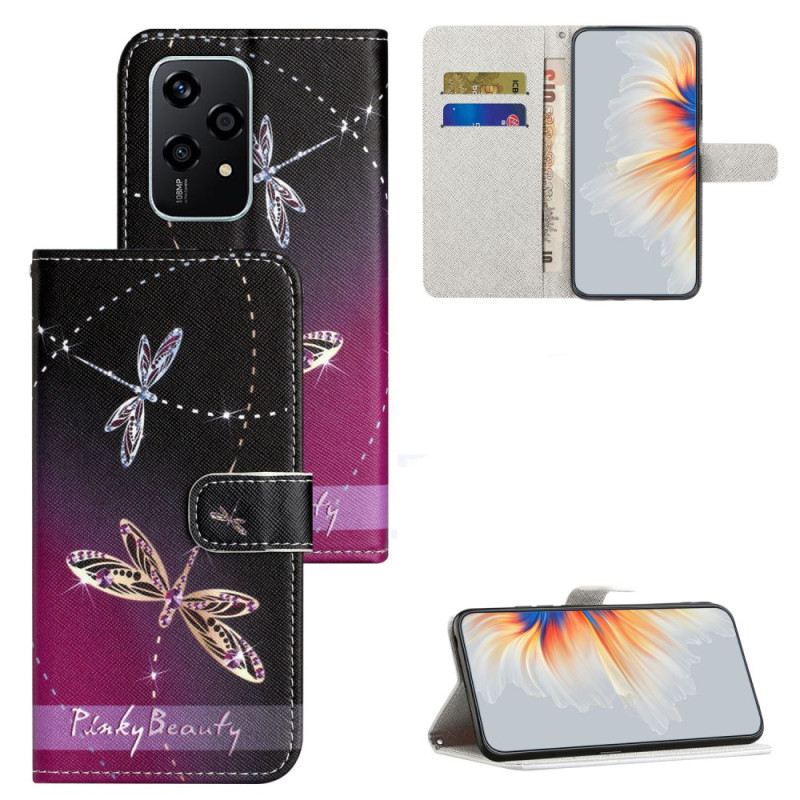 Bőrtok Honor 200 Lite Felhúzható Szitakötők