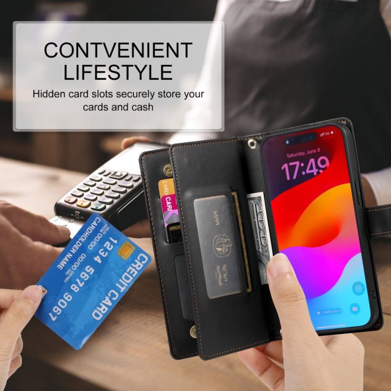 Fliptok iPhone 17 Pro Max Cipzáras Zsebes Pénztárca