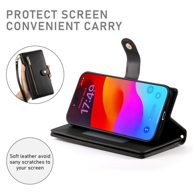 Fliptok iPhone 17 Pro Max Cipzáras Zsebes Pénztárca