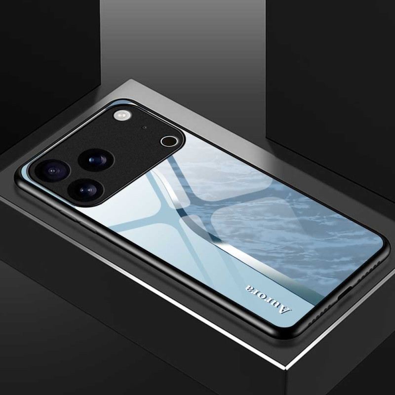 Tok iPhone 17 Pro Max Világoskék Mintás Edzett Üveg