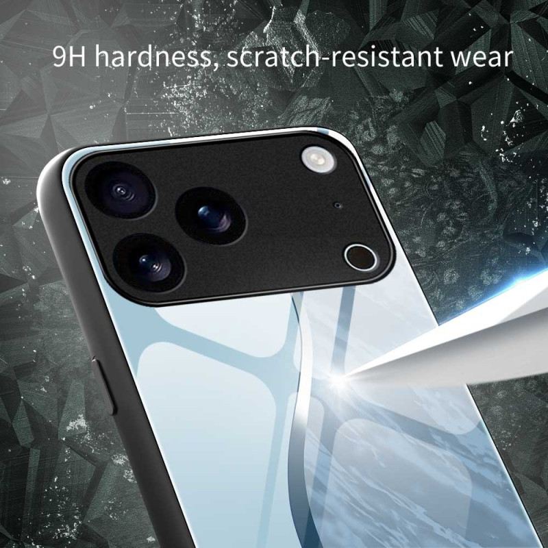 Tok iPhone 17 Pro Max Világoskék Mintás Edzett Üveg