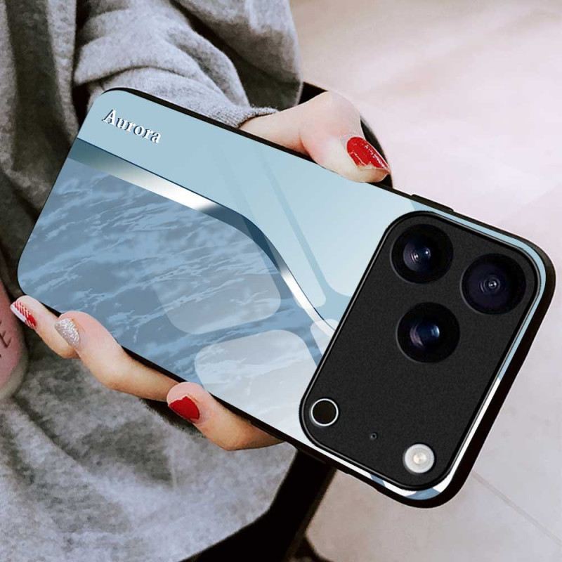 Tok iPhone 17 Pro Max Világoskék Mintás Edzett Üveg