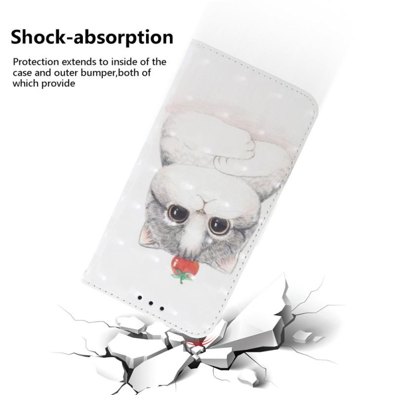 Bőrtok Xiaomi 15 Pro Aranyos Macska Pánt