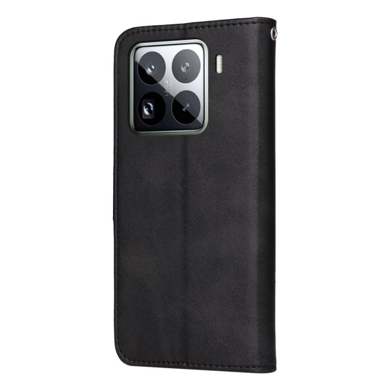 Bőrtok Xiaomi 15 Pro Egyszínű Bőrhatású Pánttal