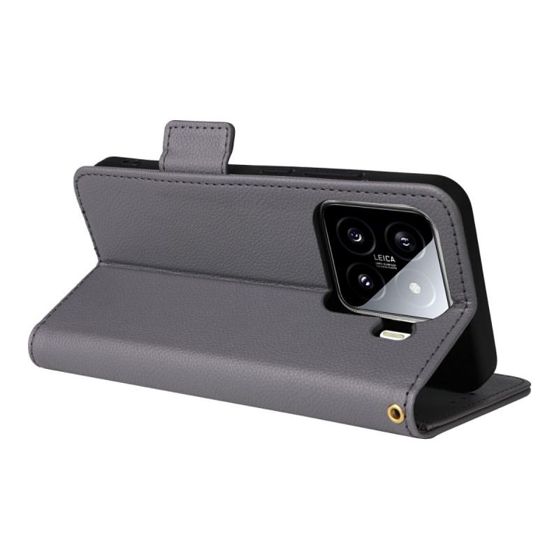 Bőrtok Xiaomi 15 Pro Licsi Műbőr Pánttal