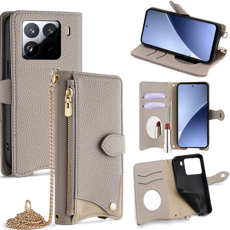 Bőrtok Xiaomi 15 Pro Pénztárca És Lánc