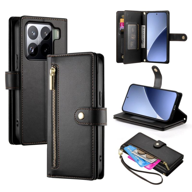 Bőrtok Xiaomi 15 Pro Pénztárca Pánttal És Vállpánttal