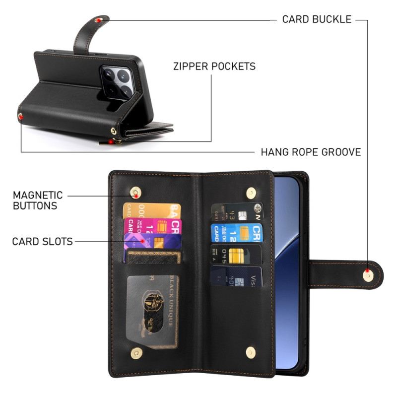 Bőrtok Xiaomi 15 Pro Pénztárca Pánttal És Vállpánttal