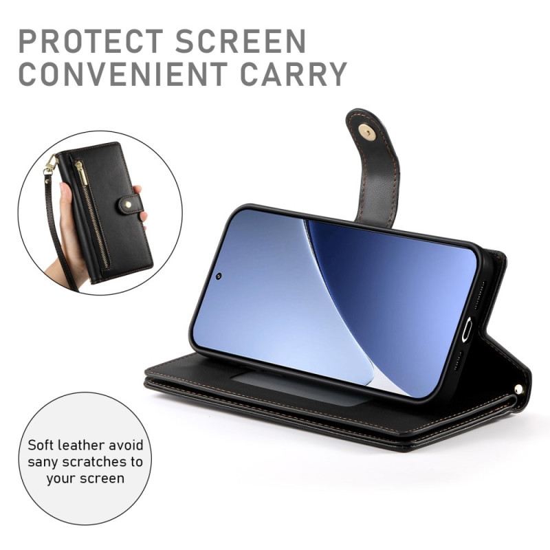 Bőrtok Xiaomi 15 Pro Pénztárca Pánttal És Vállpánttal