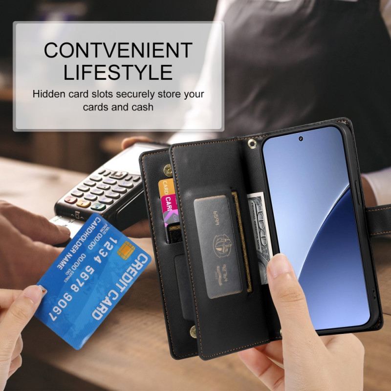 Bőrtok Xiaomi 15 Pro Pénztárca Pánttal És Vállpánttal