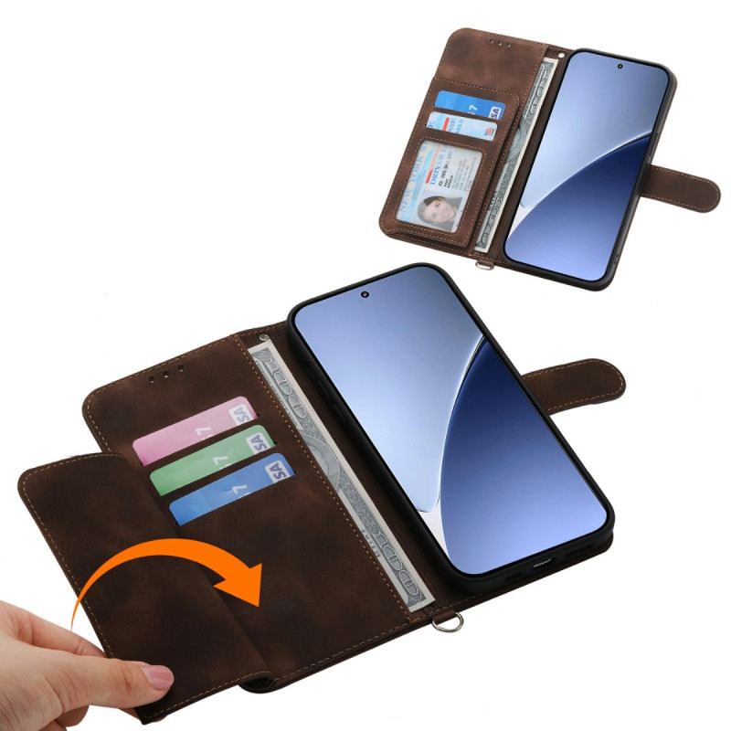 Bőrtok Xiaomi 15 Pro Velúr Hatású Virágmintás Pánttal És Vállpánttal