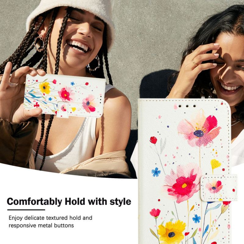 Bőrtok Xiaomi 15 Pro Virágminta