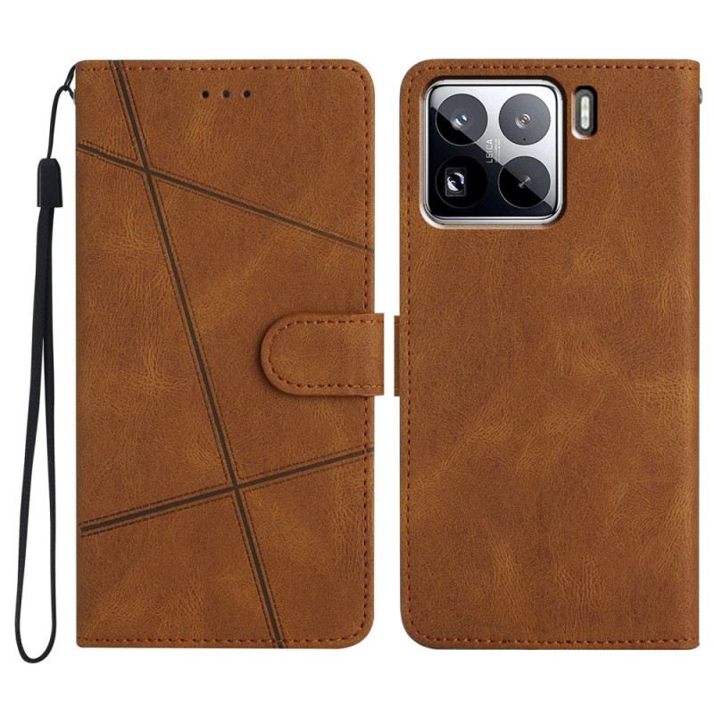 Bőrtok Xiaomi 15 Pro Vonalak És Csíkok Pánttal