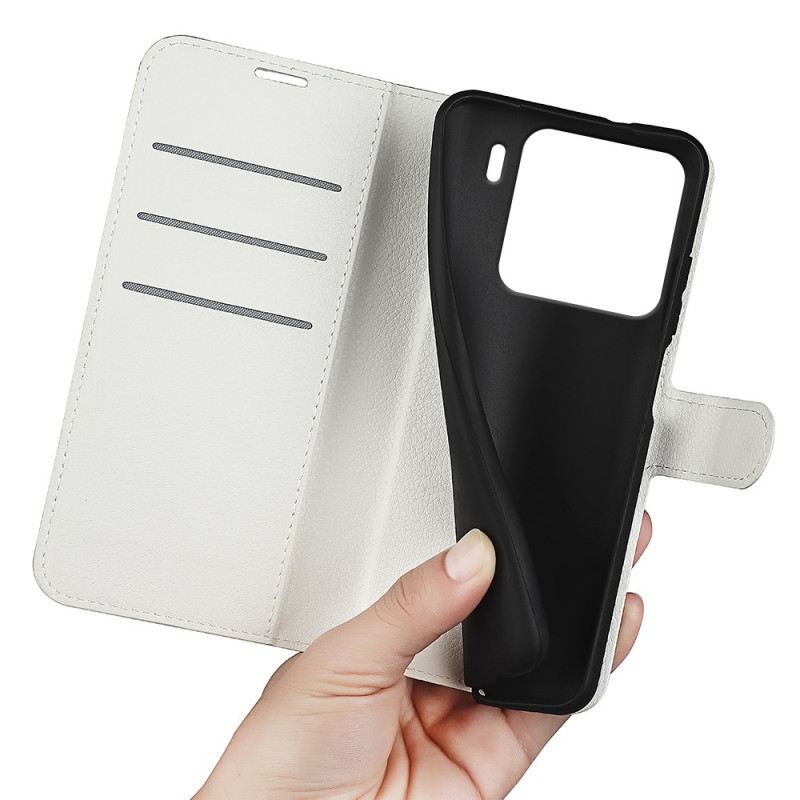 Kinyitható Bőrtok Xiaomi 15 Pro Klasszikus Licsi Műbőr