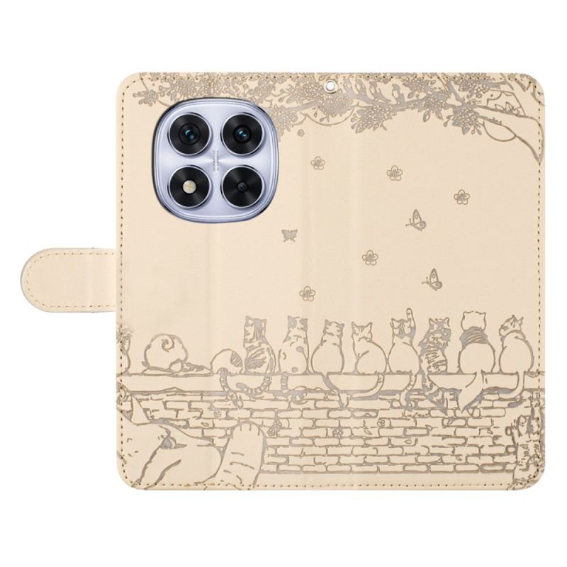 Bőrtok Poco X7 5g Macskamintás Nyakpánt