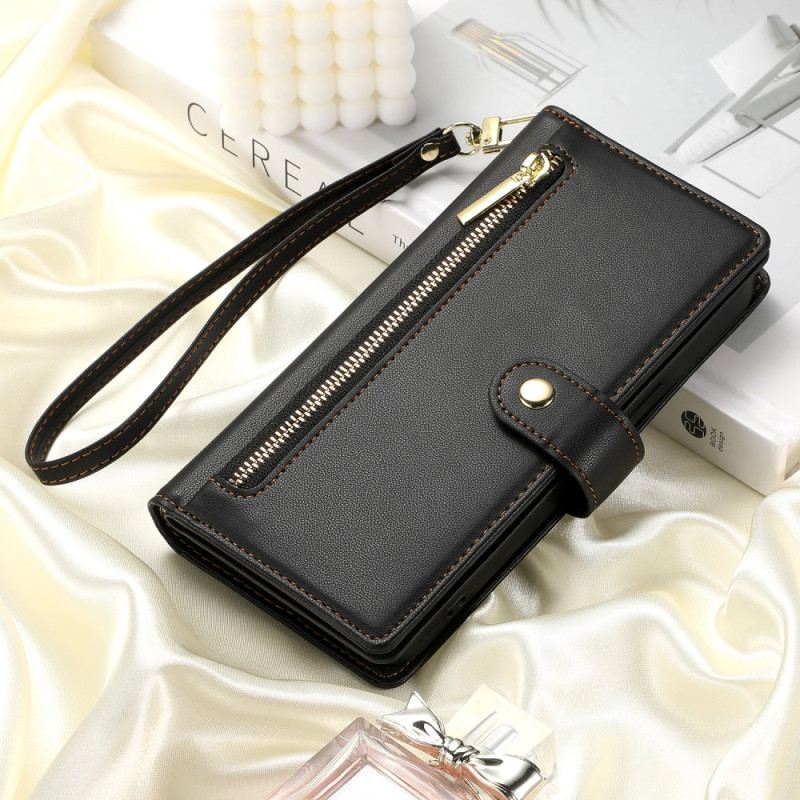 Bőrtok Google Pixel 10a Cipzáras Zseb És Pántok