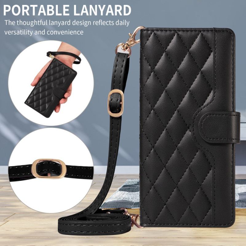 Bőrtok Google Pixel 10a Steppelt Pénztárca Pánttal És Vállpánttal