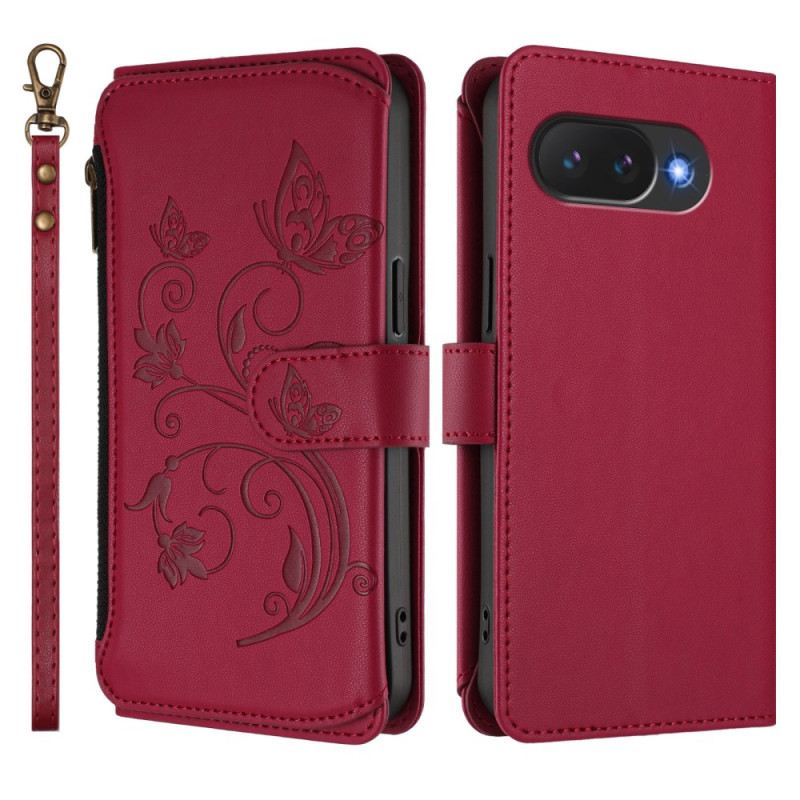 Bőrtok Google Pixel 10a Virágmintás Pénztárca