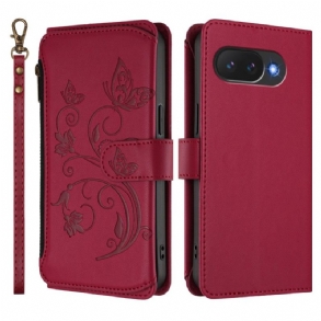 Bőrtok Google Pixel 10a Virágmintás Pénztárca