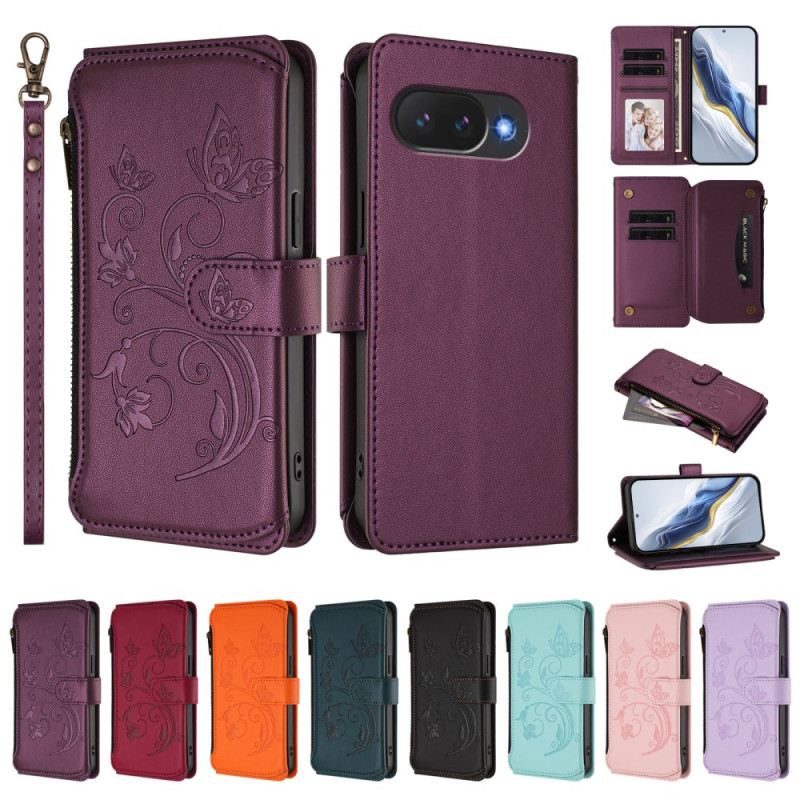 Bőrtok Google Pixel 10a Virágmintás Pénztárca