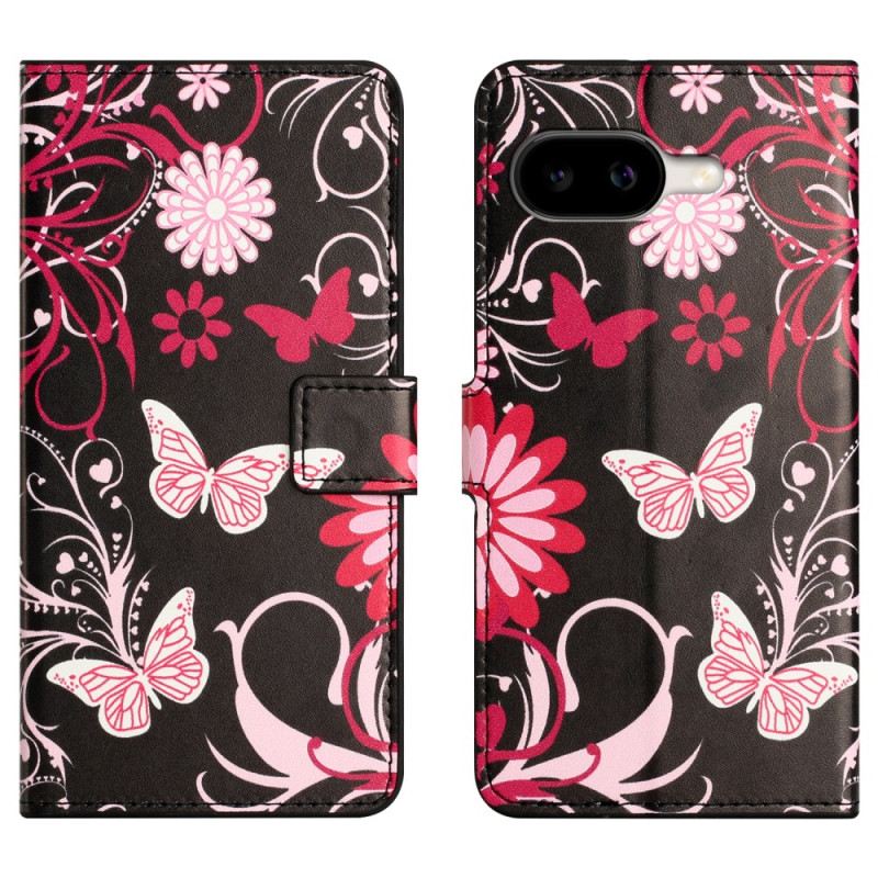 Kinyitható Tokok Google Pixel 10a Pillangók Fekete Háttéren