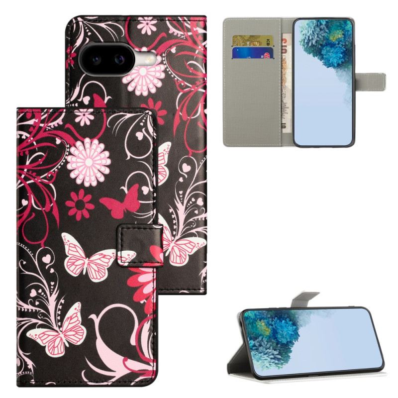 Kinyitható Tokok Google Pixel 10a Pillangók Fekete Háttéren