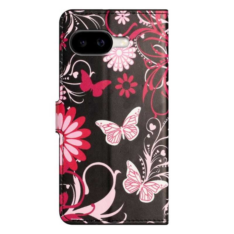 Kinyitható Tokok Google Pixel 10a Pillangók Fekete Háttéren