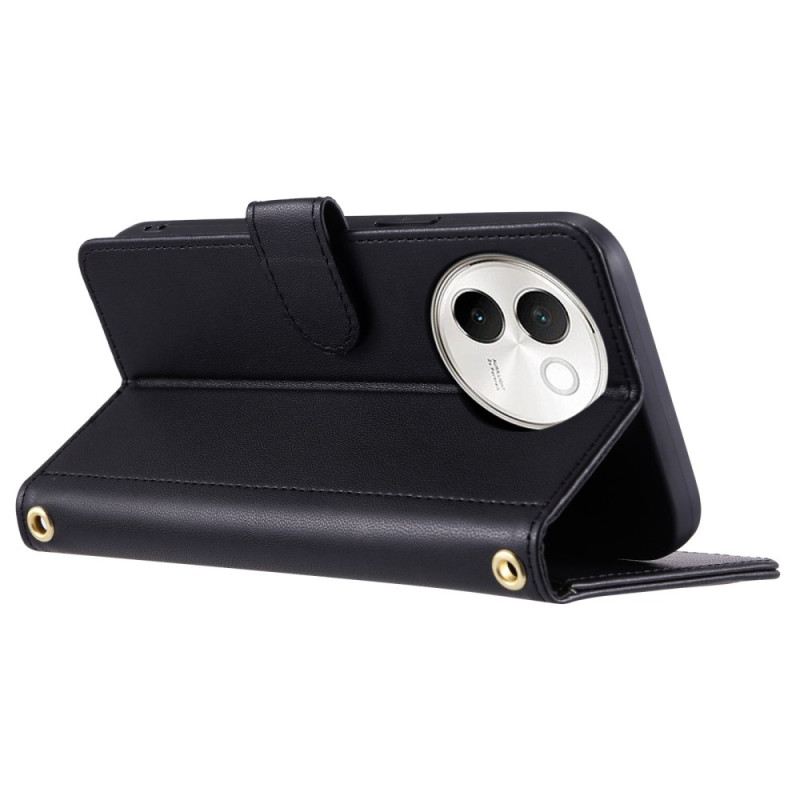 Bőrtok Vivo V40 Lite 5g Steppelt Pánttal És Vállpánttal