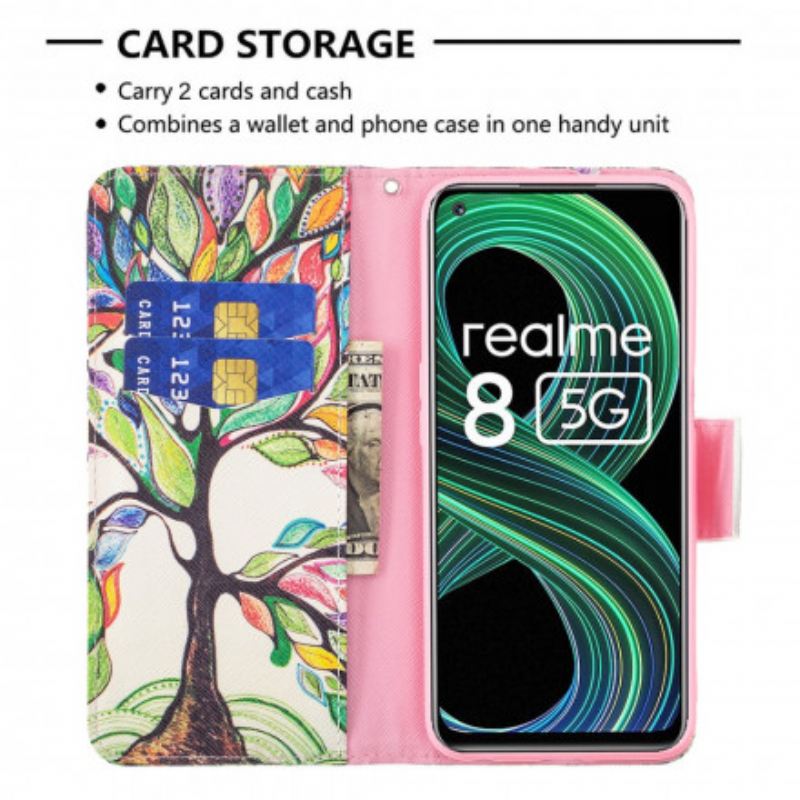 Fliptok / Bőrtok Realme 8 5G Színes Fa