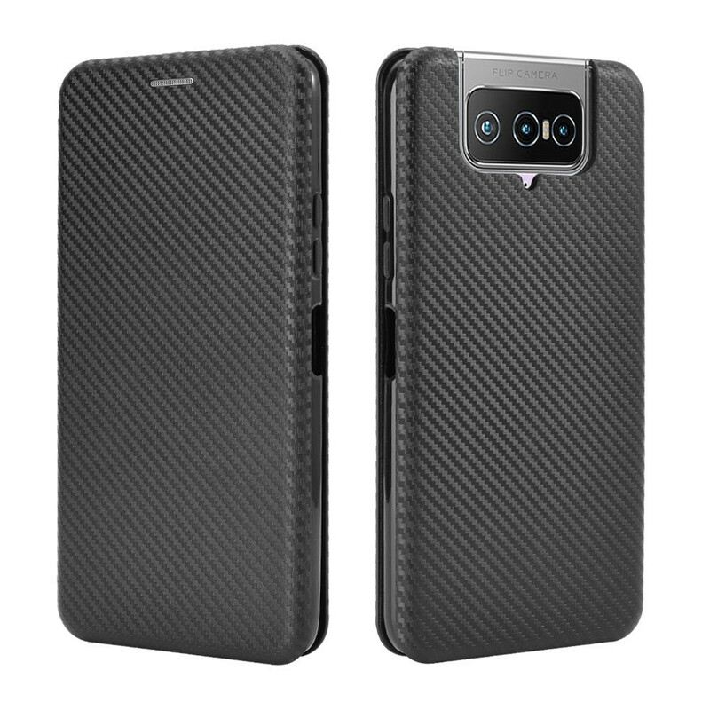 Fliptok Asus Zenfone 7 / 7 Pro Bőrtok Szilikon Szén