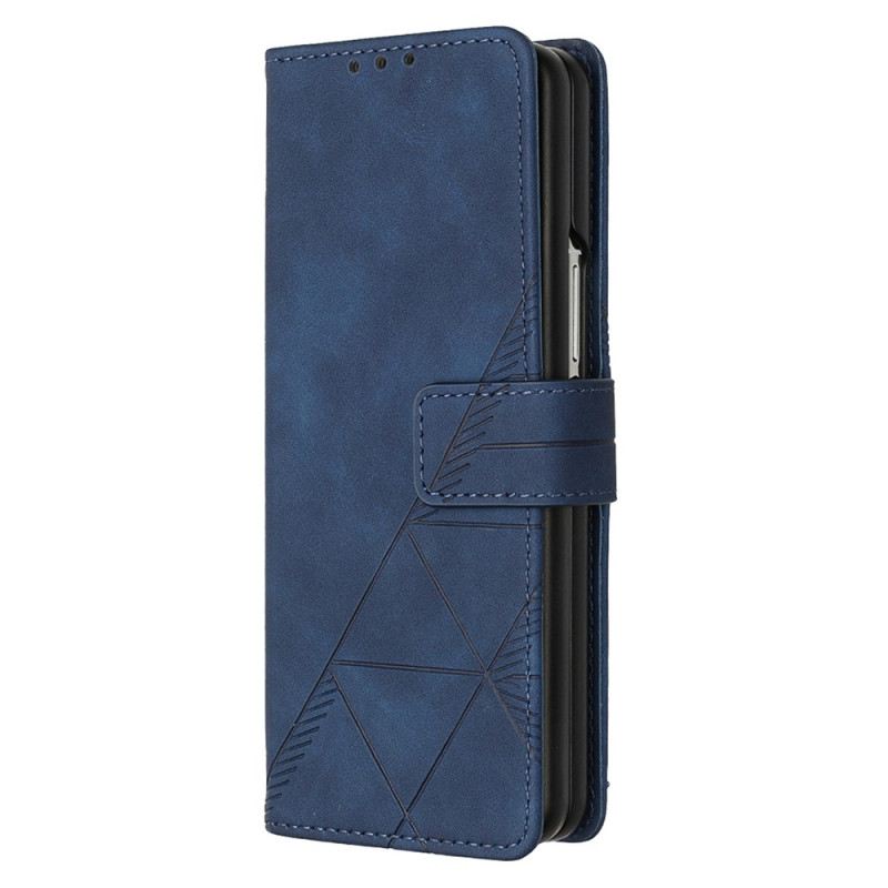 Bőrtok Samsung Galaxy Z Fold 5 Háromszög Minta