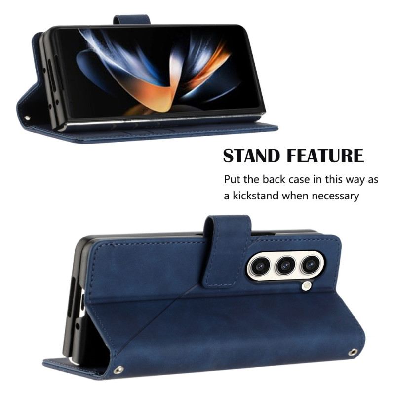 Bőrtok Samsung Galaxy Z Fold 5 Háromszög Minta
