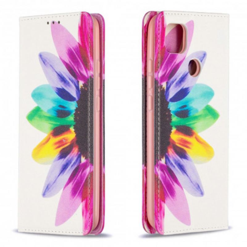 Fliptok Xiaomi Redmi 9C Bőrtok Akvarell Virág