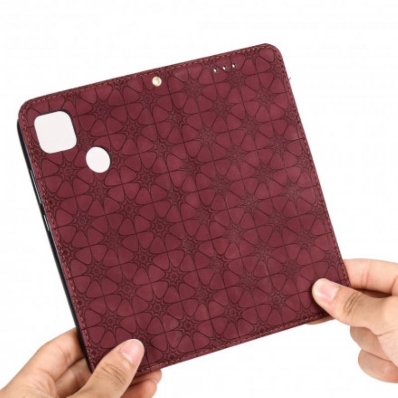 Fliptok Xiaomi Redmi 9C Bőrtok Barokk Virágok