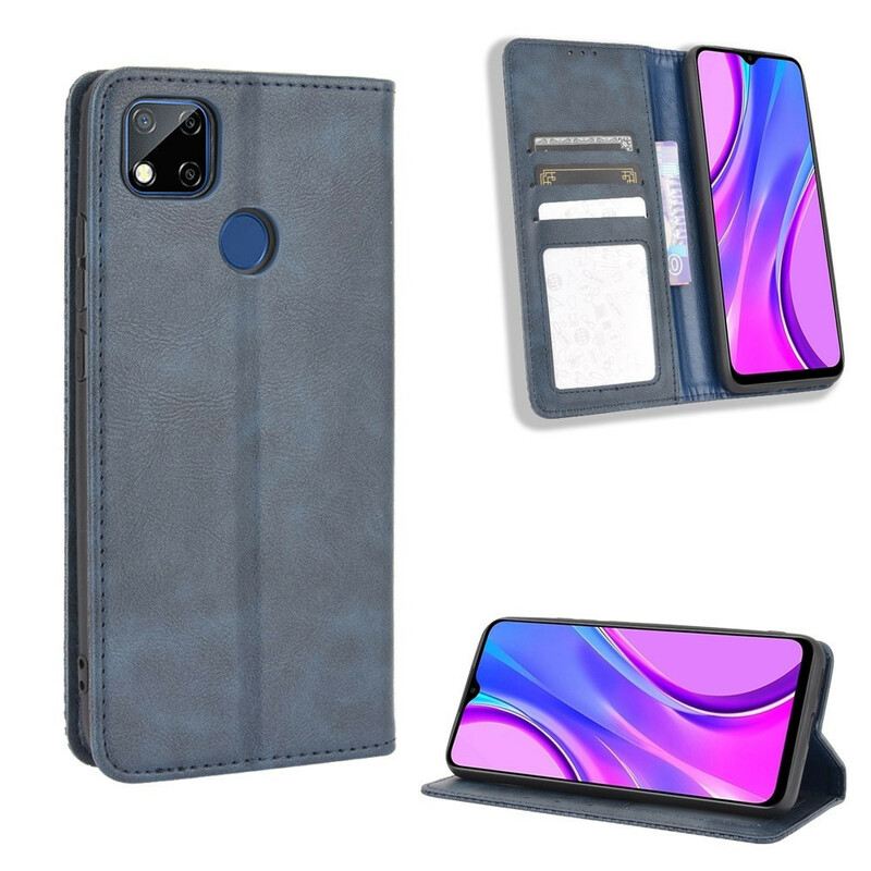 Fliptok Xiaomi Redmi 9C Bőrtok Stilizált Vintage Bőrhatás