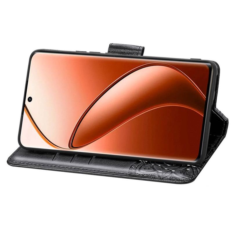 Bőrtok Realme 12 Pro / 12 Pro Plus Barokk Pillangó Pánttal