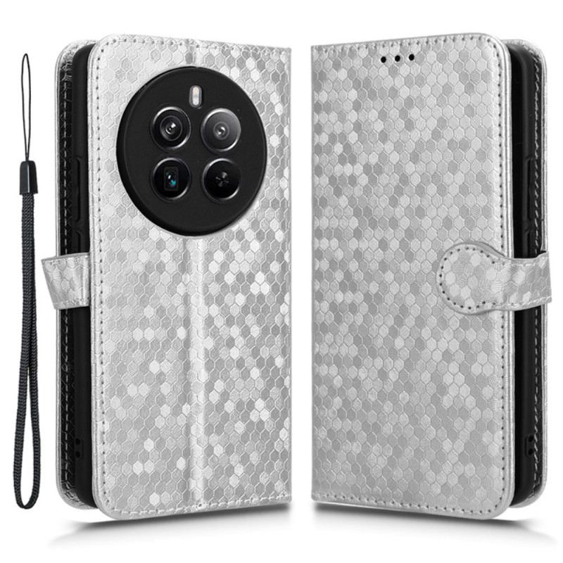 Bőrtok Realme 12 Pro / 12 Pro Plus Fényes Pontok Szíjjal