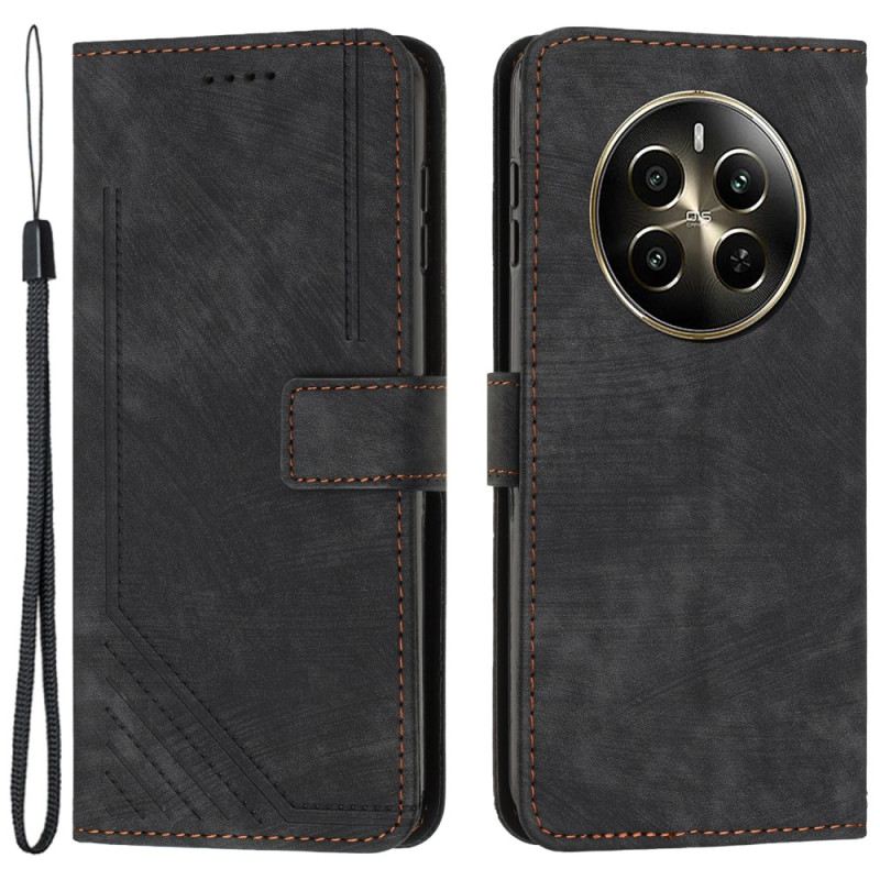 Bőrtok Realme 12 Pro / 12 Pro Plus Geometrikus Hevedervonalak