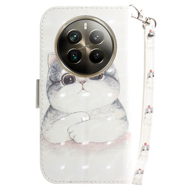 Bőrtok Realme 12 Pro / 12 Pro Plus Macska És Eper Szíjjal