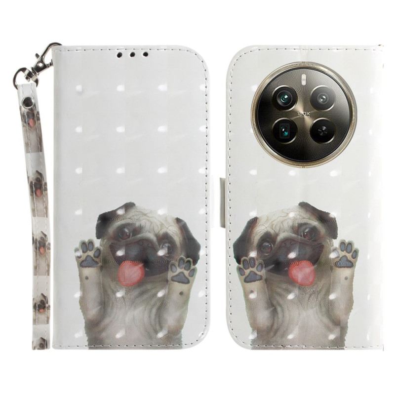 Bőrtok Realme 12 Pro / 12 Pro Plus Mopsz Szíjjal