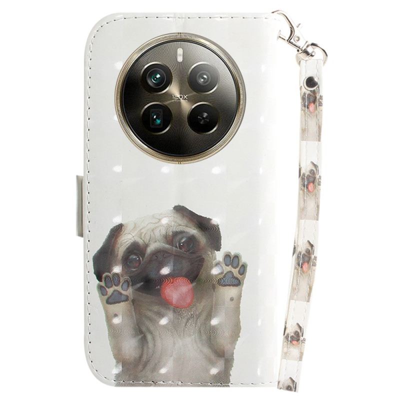 Bőrtok Realme 12 Pro / 12 Pro Plus Mopsz Szíjjal