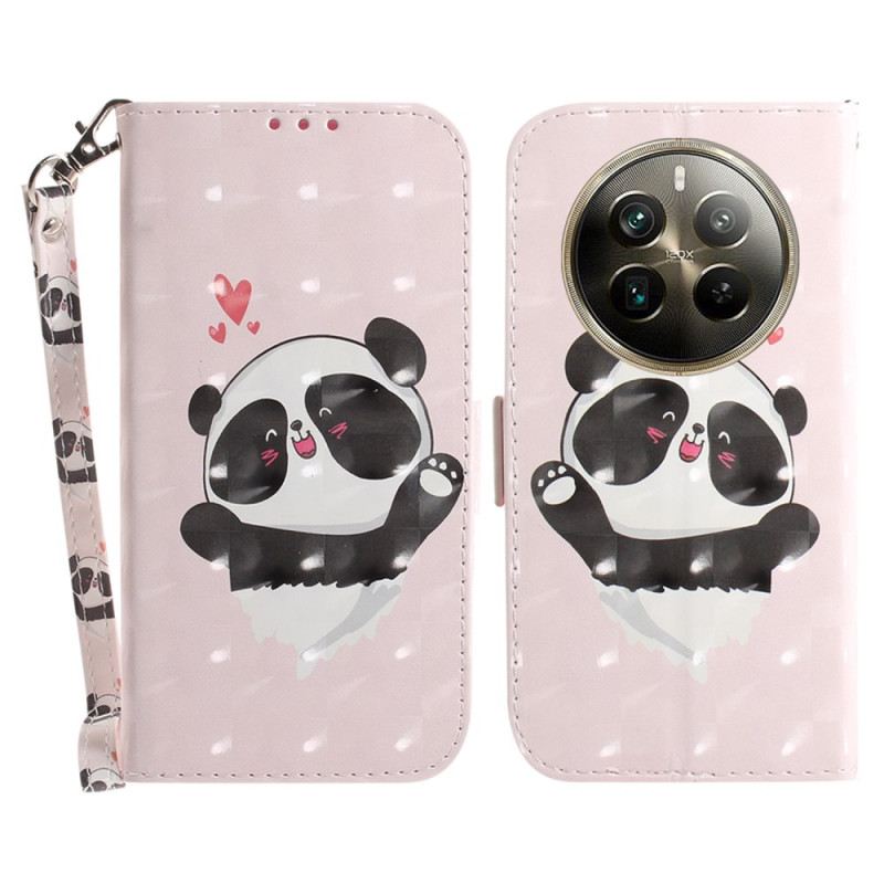 Bőrtok Realme 12 Pro / 12 Pro Plus Panda Love Szíjjal