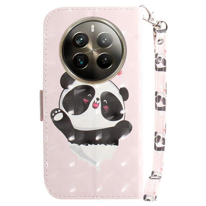 Bőrtok Realme 12 Pro / 12 Pro Plus Panda Love Szíjjal
