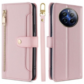 Bőrtok Realme 12 Pro / 12 Pro Plus Pénztárca Pánttal És Vállpánttal