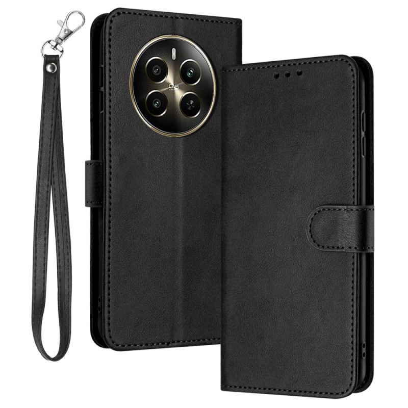 Bőrtok Realme 12 Pro / 12 Pro Plus Sima Műbőr Szíjjal